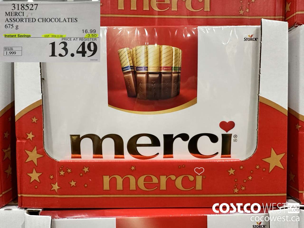 318527 MERCI ASSORTED CHOCOLATES 675 g ($3.50 INSTANT SAVINGS EXPIRES ON 2024-11-10) $13.49