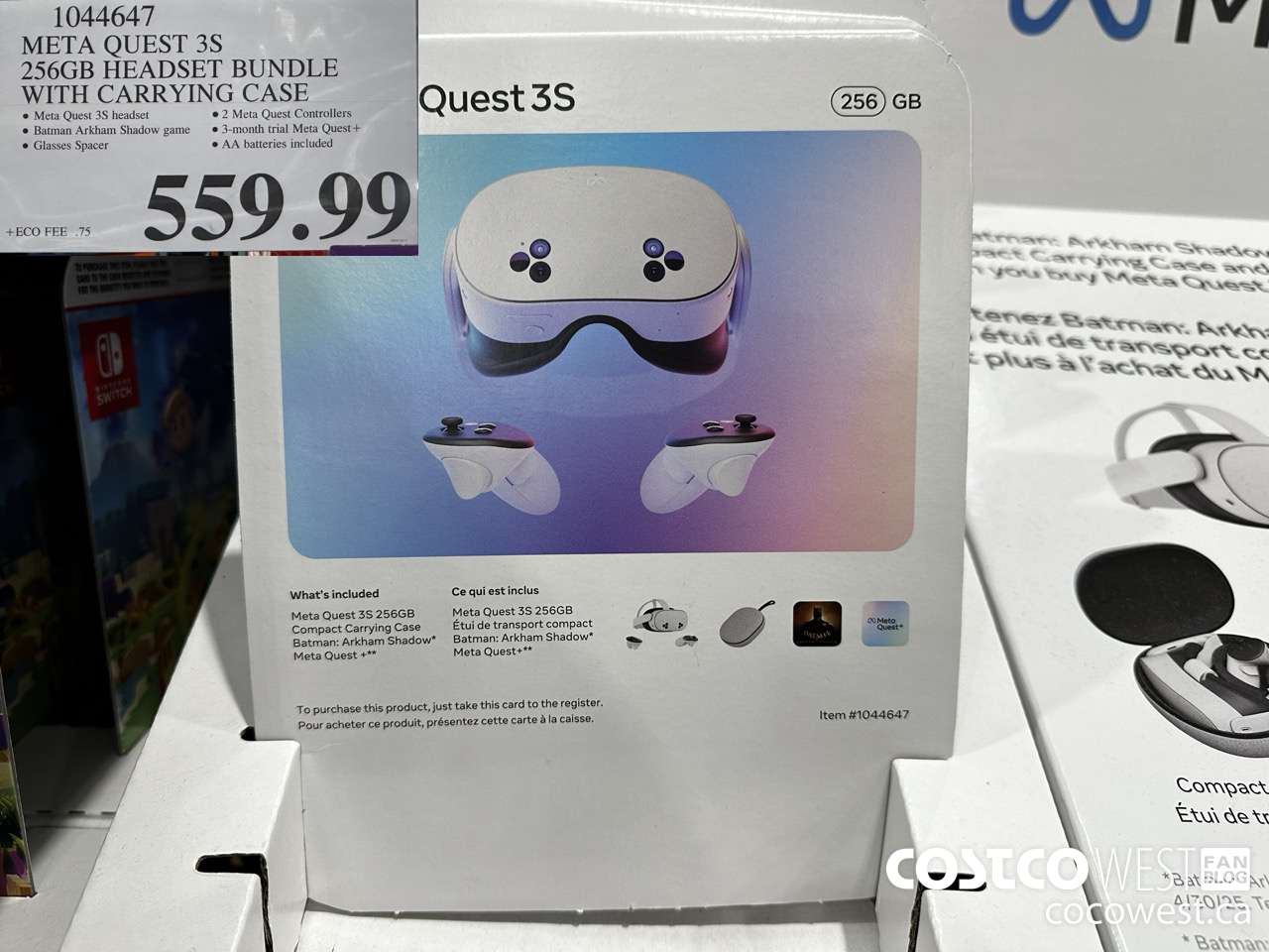 1044647 META QUEST 3S 256GB HEADSET BUNDLE WITH CARRYING CASE $559.99