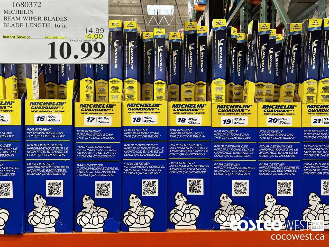 1680372 MICHELIN BEAM WIPER BLADES BLADE LENGTH 16 IN ($4.00 INSTANT SAVINGS EXPIRES ON 2024-10-27) $10.99