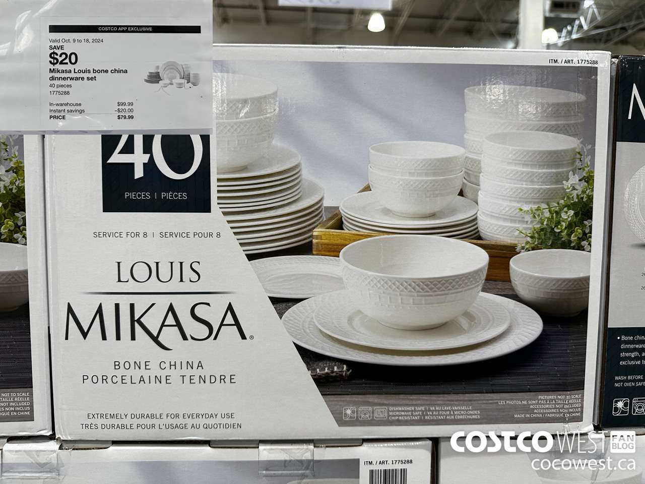 1775288 MIKASA LOUIS BONE CHINA DINNERWARE 40 PIECES ($20.00 INSTANT SAVINGS EXPIRES ON 2024-10-18) $79.99