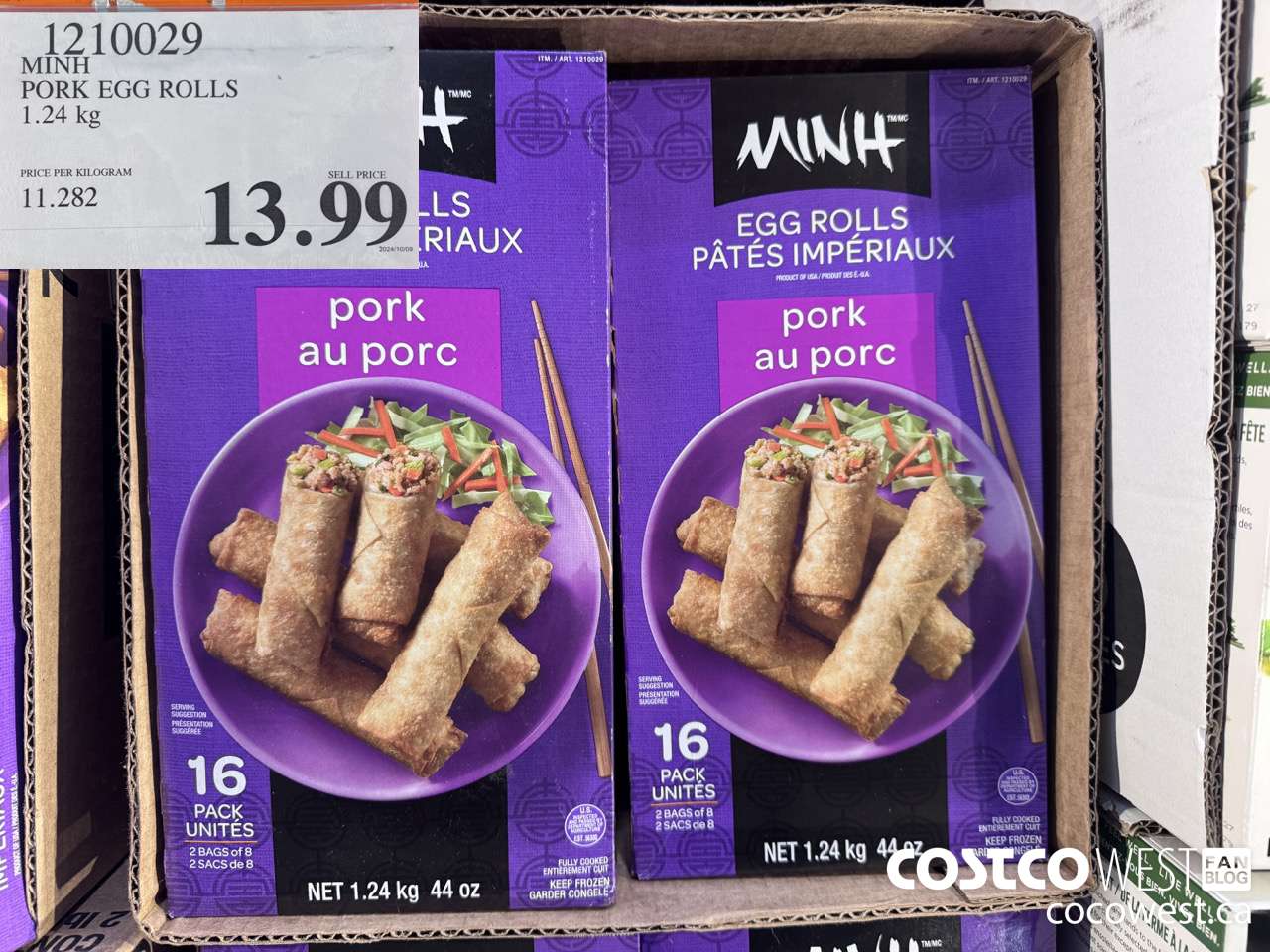 1210029 MINI PORK EGG ROLLS 1.24 kg $13.99