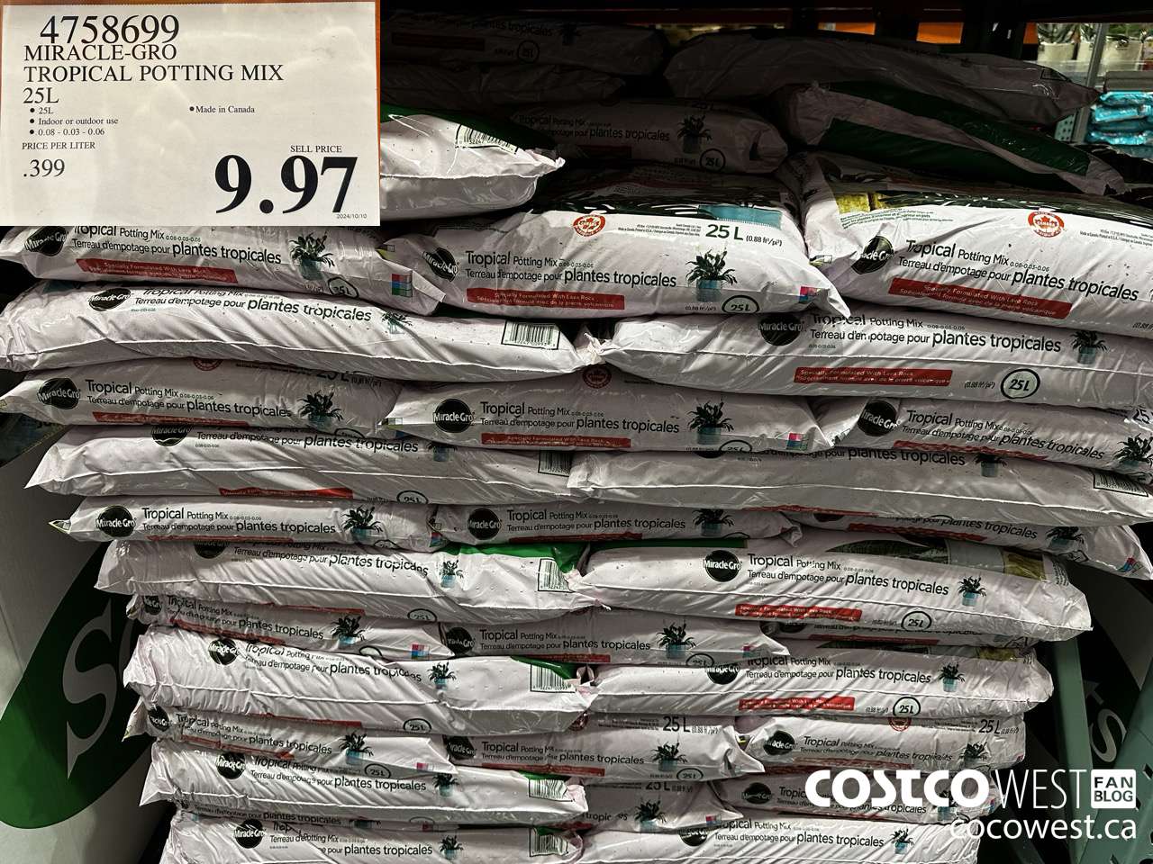 4758699 MIRACLE-GRO TROPICAL POTTING MIX 25L $9.97