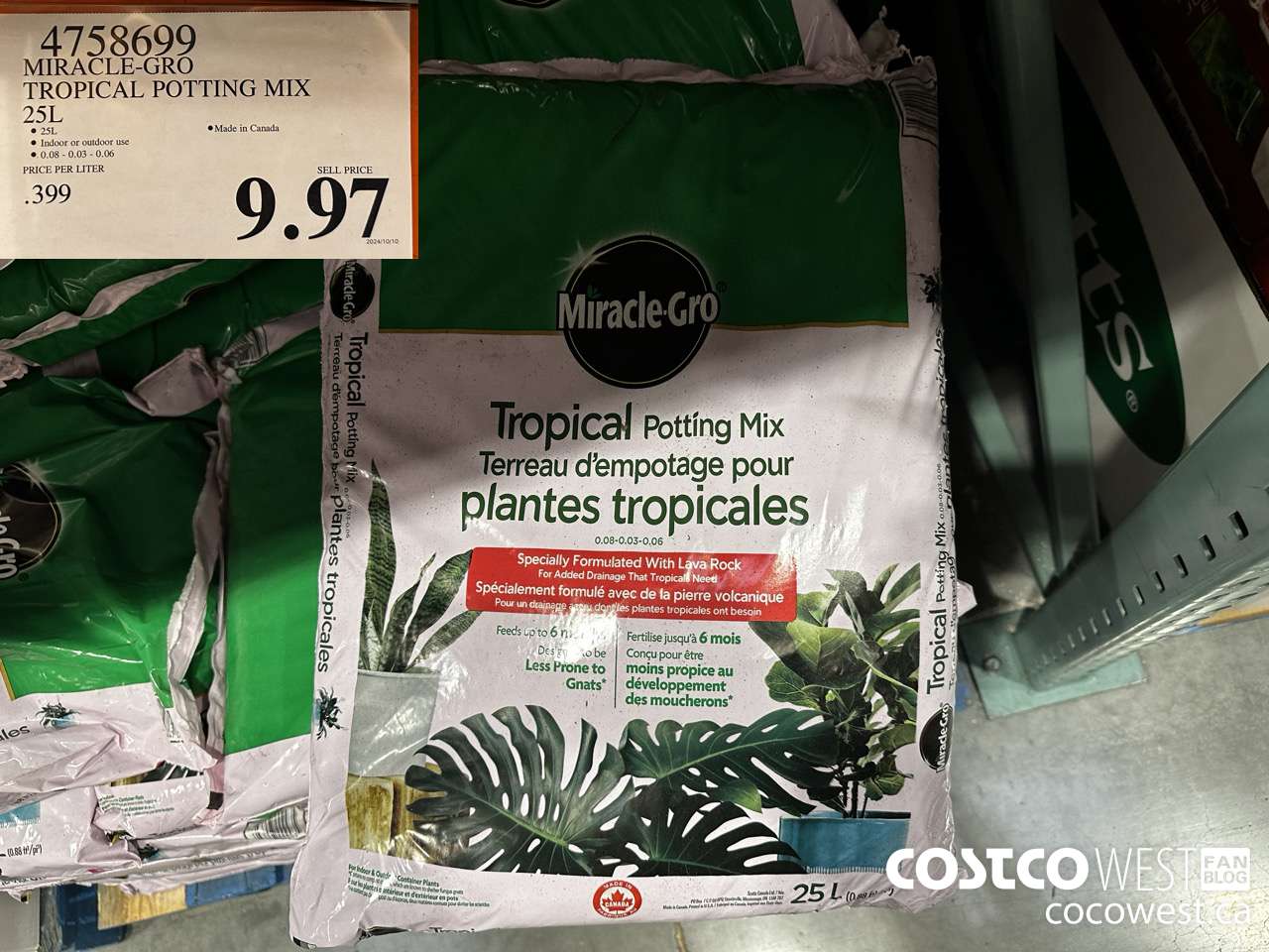 4758699 MIRACLE-GRO TROPICAL POTTING MIX 25L $9.97