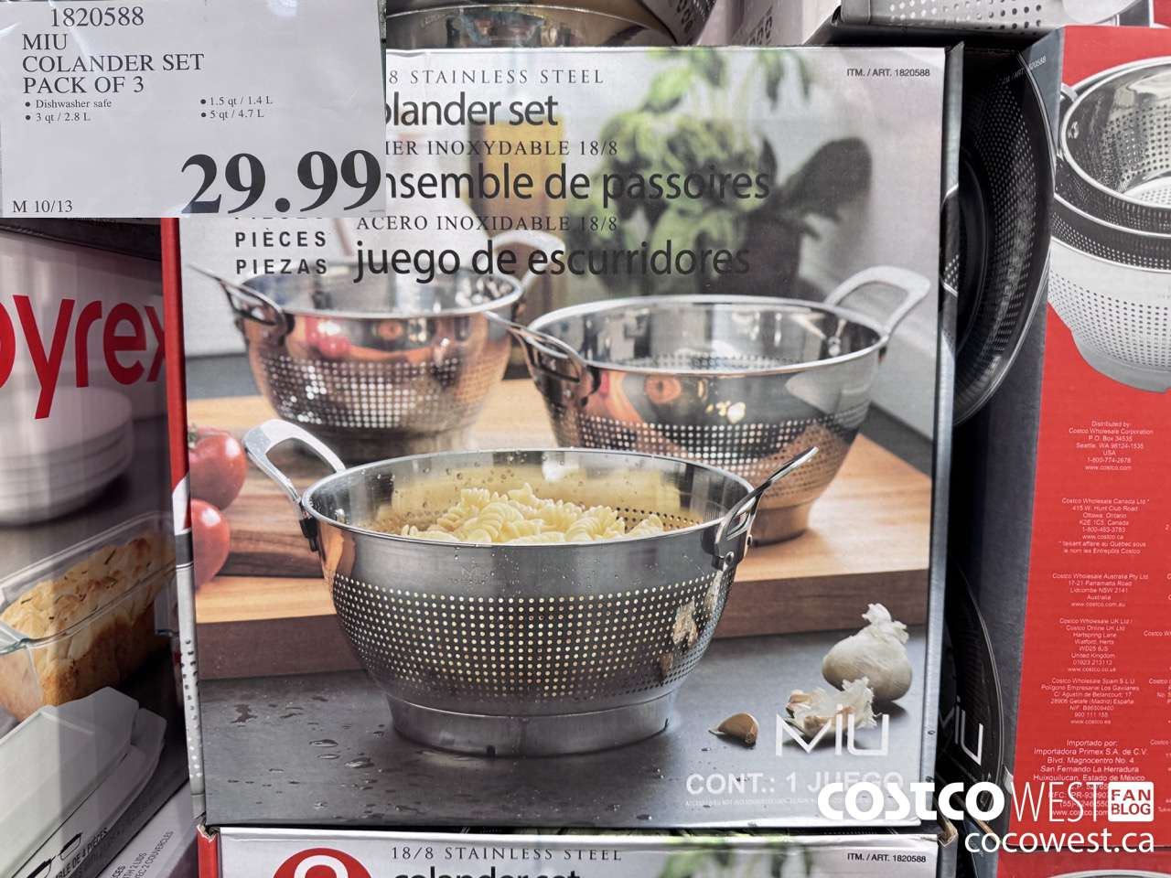 1820588 MIU COLANDER SET PACK OF 3 $29.99