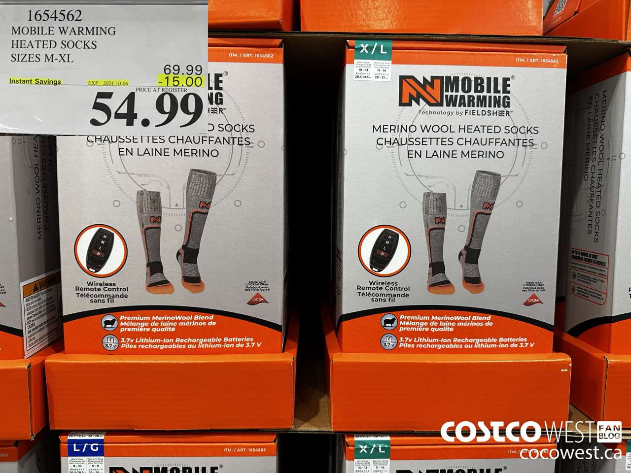 1654562 MOBILE WARMING HEATED SOCKS SIZES M-XL ($15.00 INSTANT SAVINGS EXPIRES ON 2024-10-06) $54.99