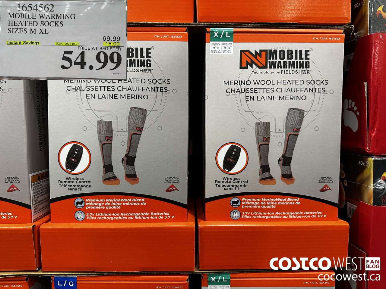 1654562 MOBILE WARMING HEATED SOCKS SIZES M-XL ($15.00 INSTANT SAVINGS EXPIRES ON 2024-10-27) $54.99