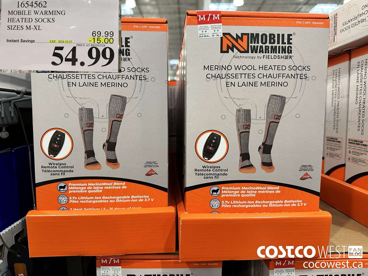 1654562 MOBILE WARMING HEATED SOCKS SIZES M-XL ($15.00 INSTANT SAVINGS EXPIRES ON 2024-10-27) $54.99