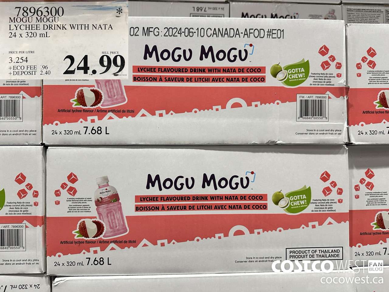 7896300 MOGU MOGU LYCHEE DRINK WITH NATA 24 X 320 ML $24.99