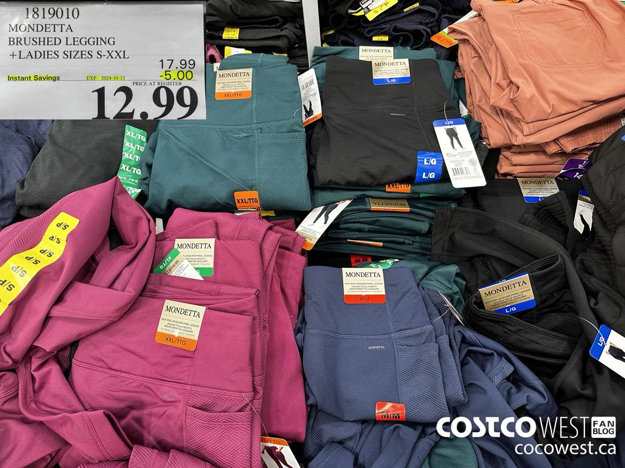 1819010 MONDETTA BRUSHED LEGGING LADIES SIZES S-XXL ($5.00 INSTANT SAVINGS EXPIRES ON 2024-10-13) $12.99