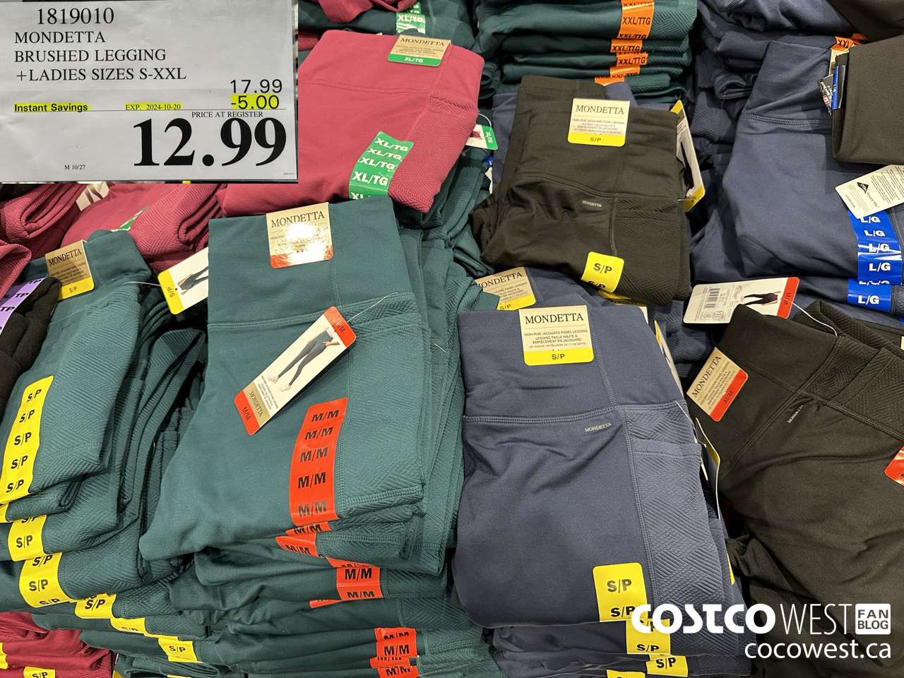 1819010 MONDETTA BRUSHED LEGGING LADIES SIZES S-XXL ($5.00 INSTANT SAVINGS EXPIRES ON 2024-10-20) $12.99