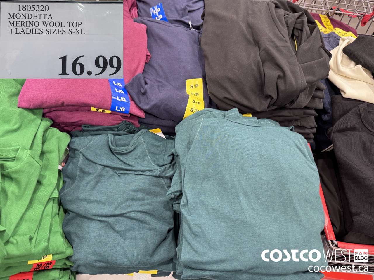 1805320 MONDETTA MERINO WOOL TOP LADIES SIZES S-XL $16.99