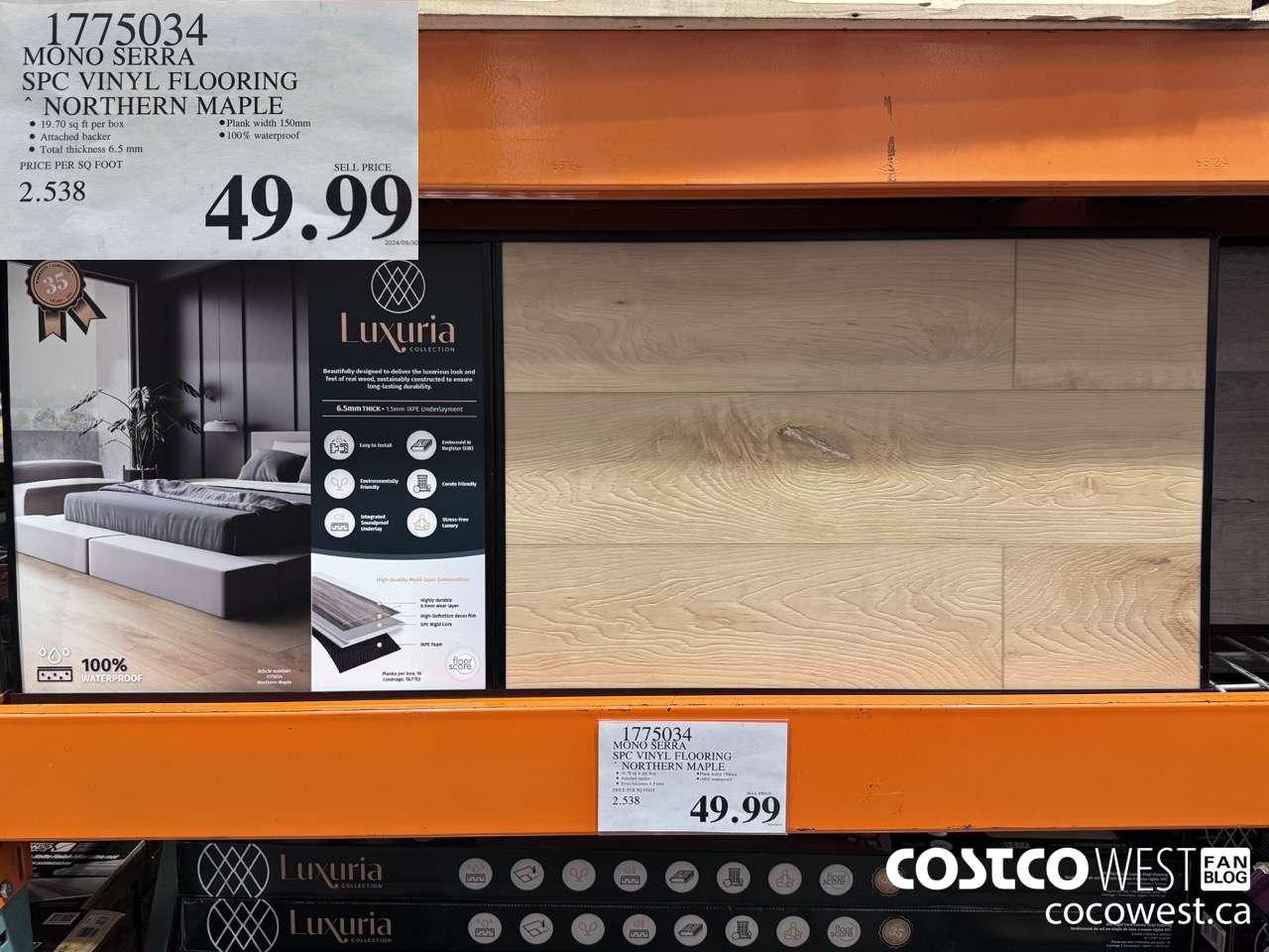 1775034 MONO SERRA SPC VINYL FLOORING NORTHERN MAPLE $49.99