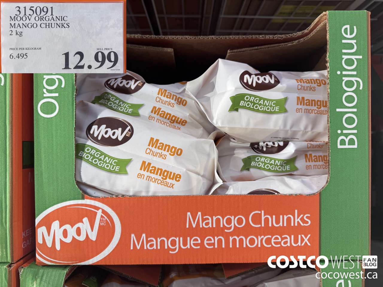 315091 MOOV ORGANIC MANGO CHUNKS 2 kg $12.99