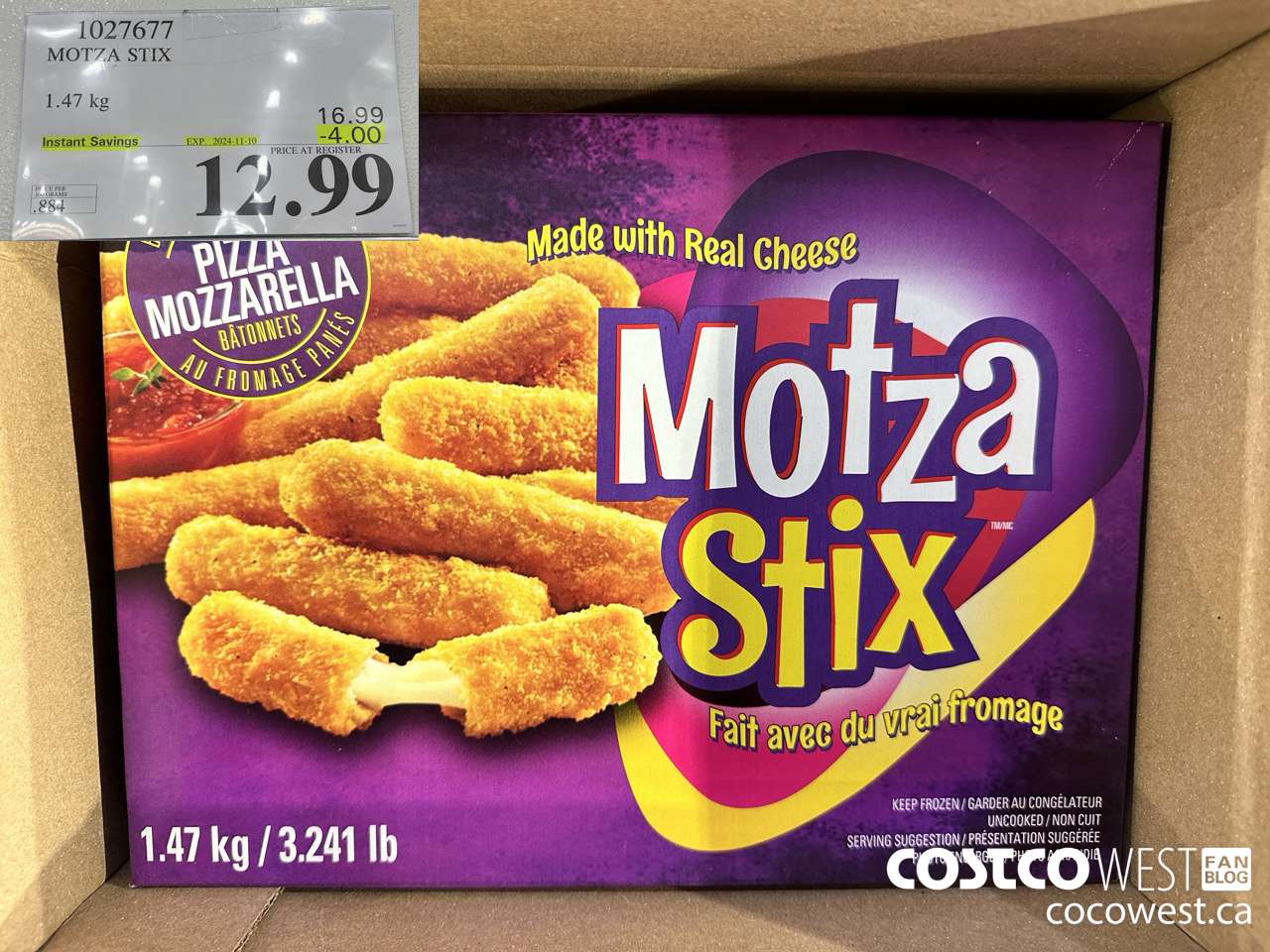 1027677 MOTZA STIX 1.47 kg ($4.00 INSTANT SAVINGS EXPIRES ON 2024-11-10) $12.99