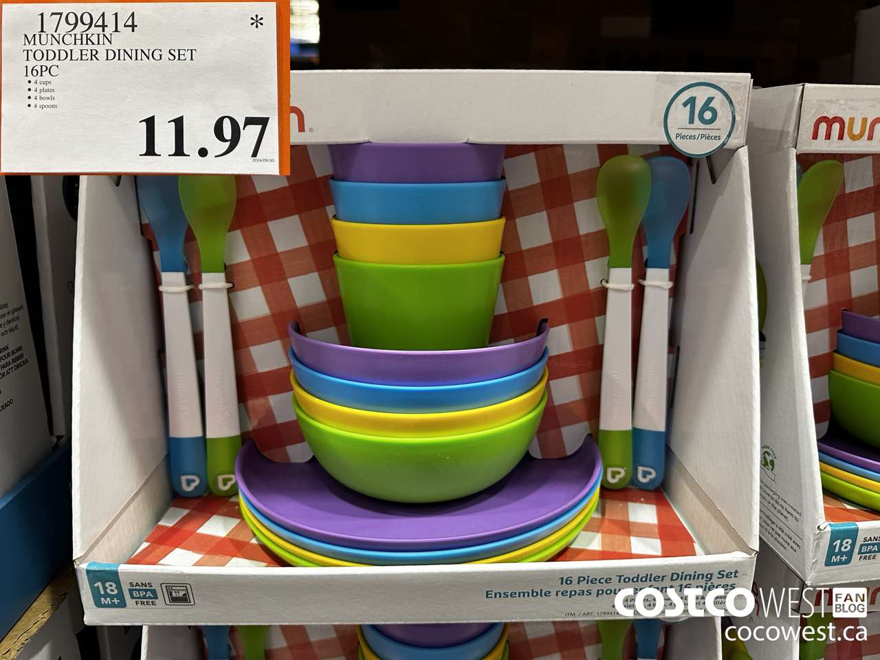 1799414 MUNCHKIN TODDLER DINING SET 16PC $11.97