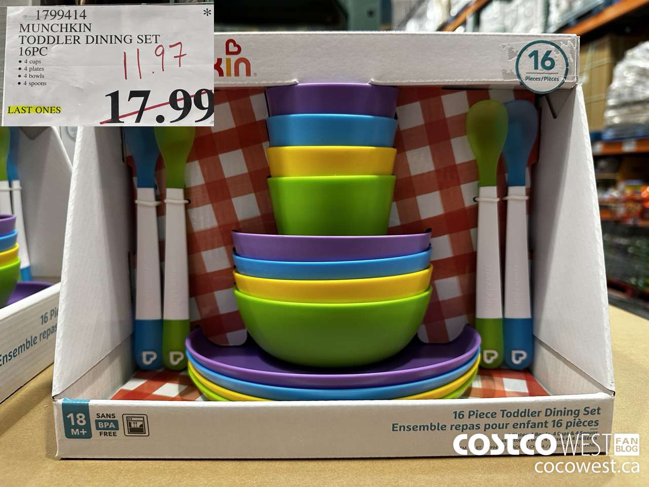 1799414 MUNCHKIN TODDLER DINING SET 16PC $11.97