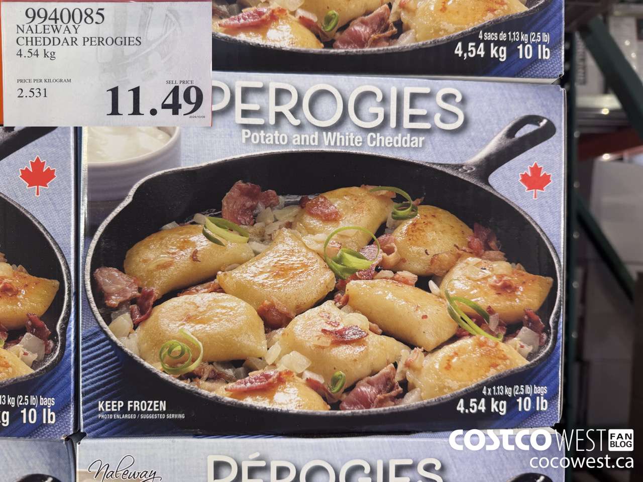 9940085 NALEWAY CHEDDAR PEROGIES 4.54 kg $11.49
