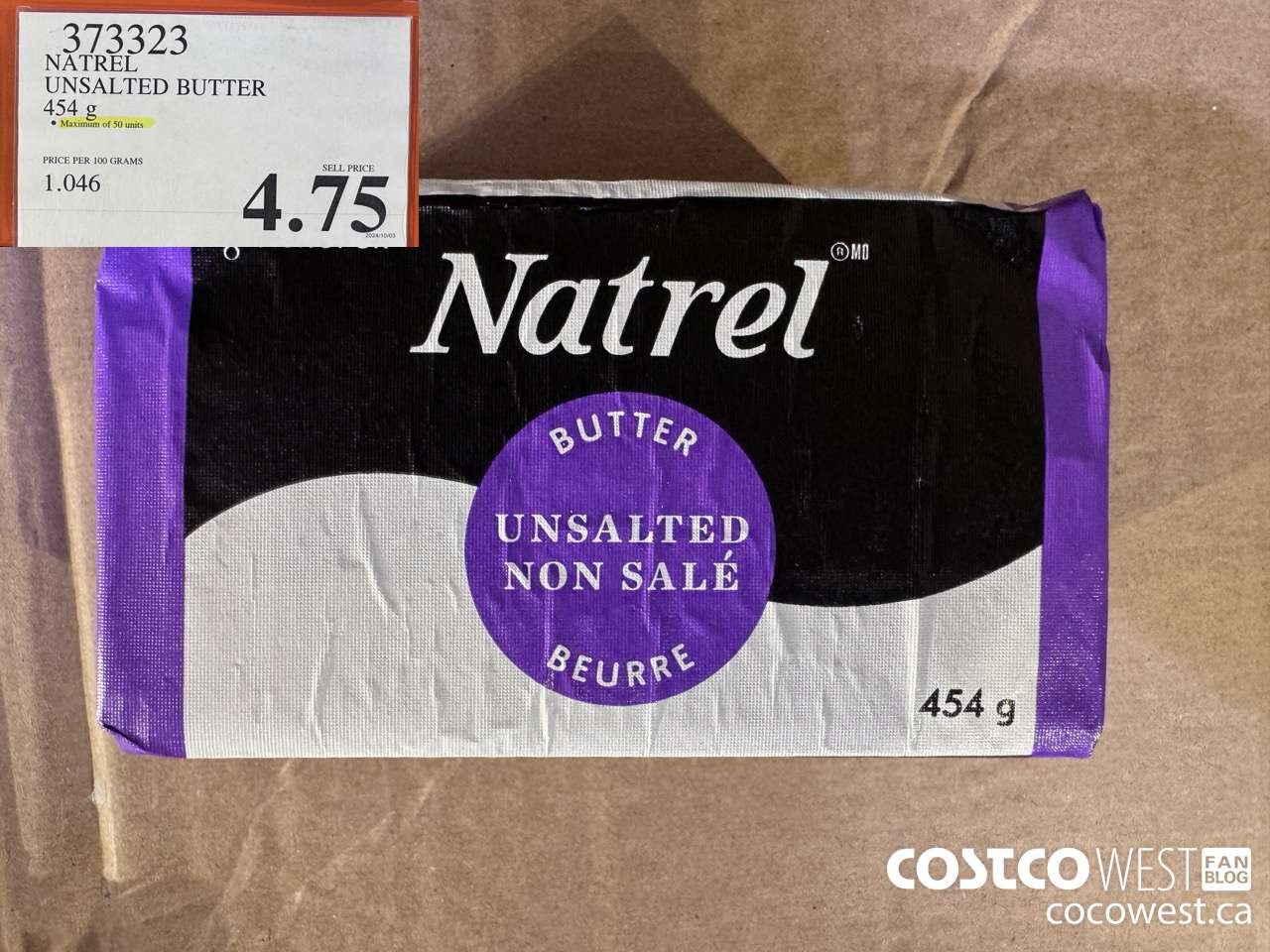373323 NATREL UNSALTED BUTTER 454 g $4.75