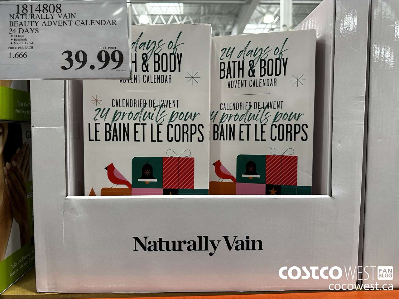 1814808 NATURALLY VAIN BEAUTY ADVENT CALENDAR 24 DAYS $39.99