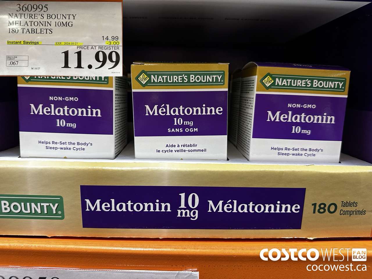 360995 NATURE'S BOUNTY MELATONIN GUMMIES 180 GUMMIES ($3.00 INSTANT SAVINGS EXPIRES ON 2024-10-27) $11.99