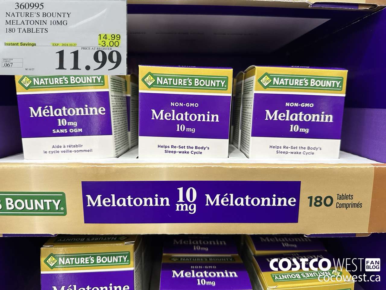 360995 NATURE'S BOUNTY MELATONIN GUMMIES 180 GUMMIES ($3.00 INSTANT SAVINGS EXPIRES ON 2024-10-27) $11.99