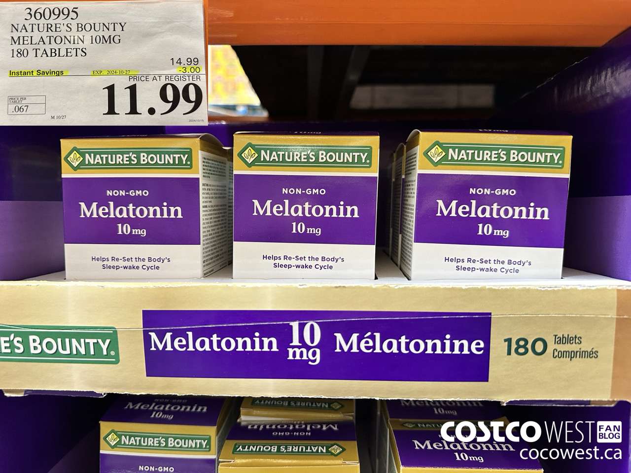 360995 NATURE'S BOUNTY MELATONIN GUMMIES 180 GUMMIES ($3.00 INSTANT SAVINGS EXPIRES ON 2024-10-27) $11.99