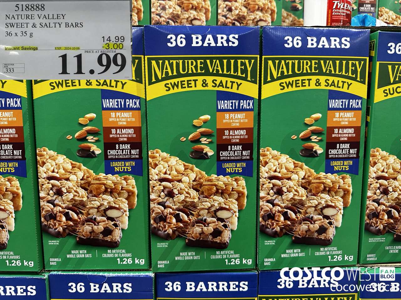 518888 NATURE VALLEY SWEET & SALTY BARS 36 X 35 G ($3.00 INSTANT SAVINGS EXPIRES ON 2024-10-06) $11.99