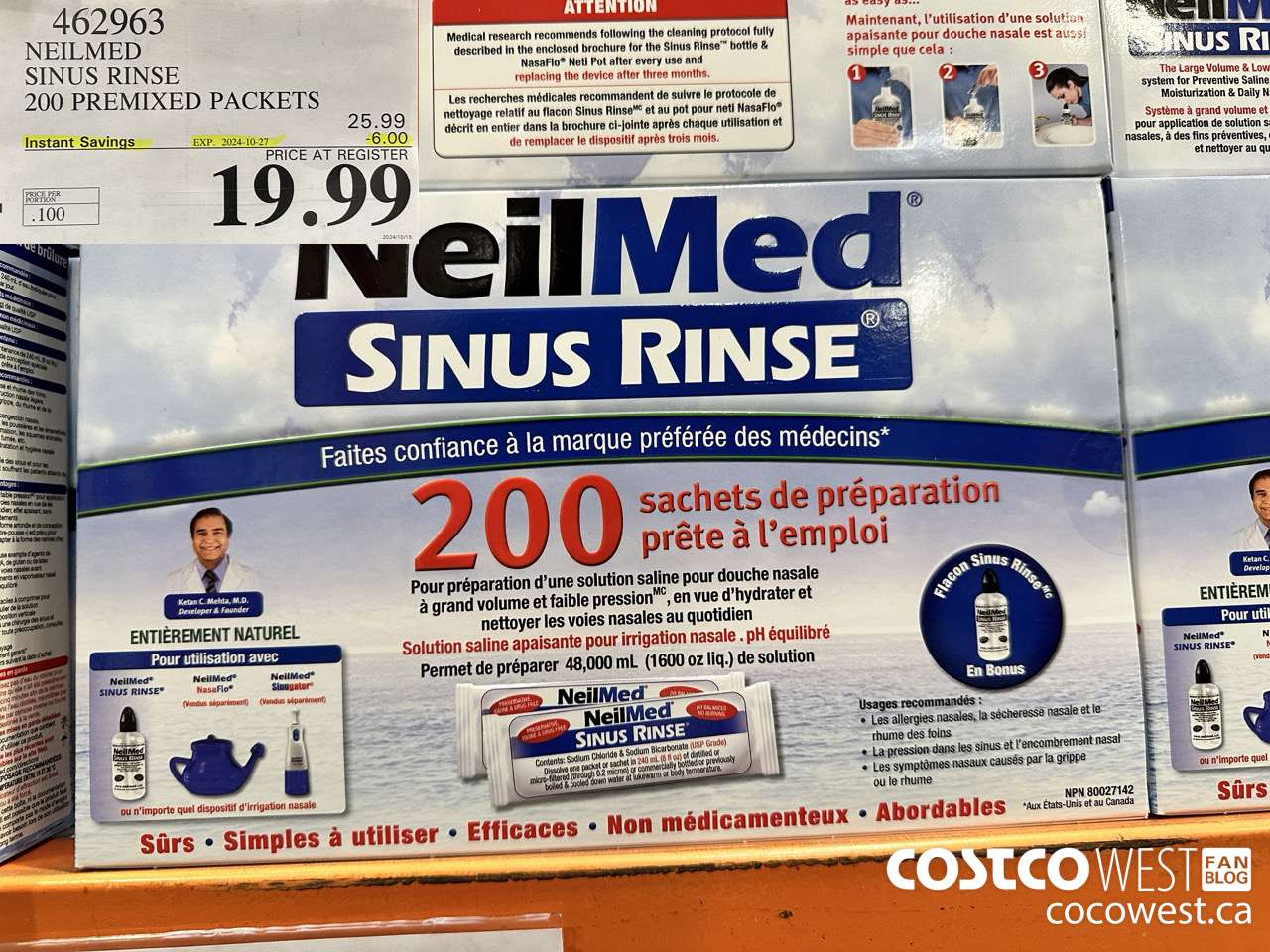 462963 NEILMED SINUS RINSE 200 PREMIXED PACKETS ($6.00 INSTANT SAVINGS EXPIRES ON 2024-10-27) $19.99