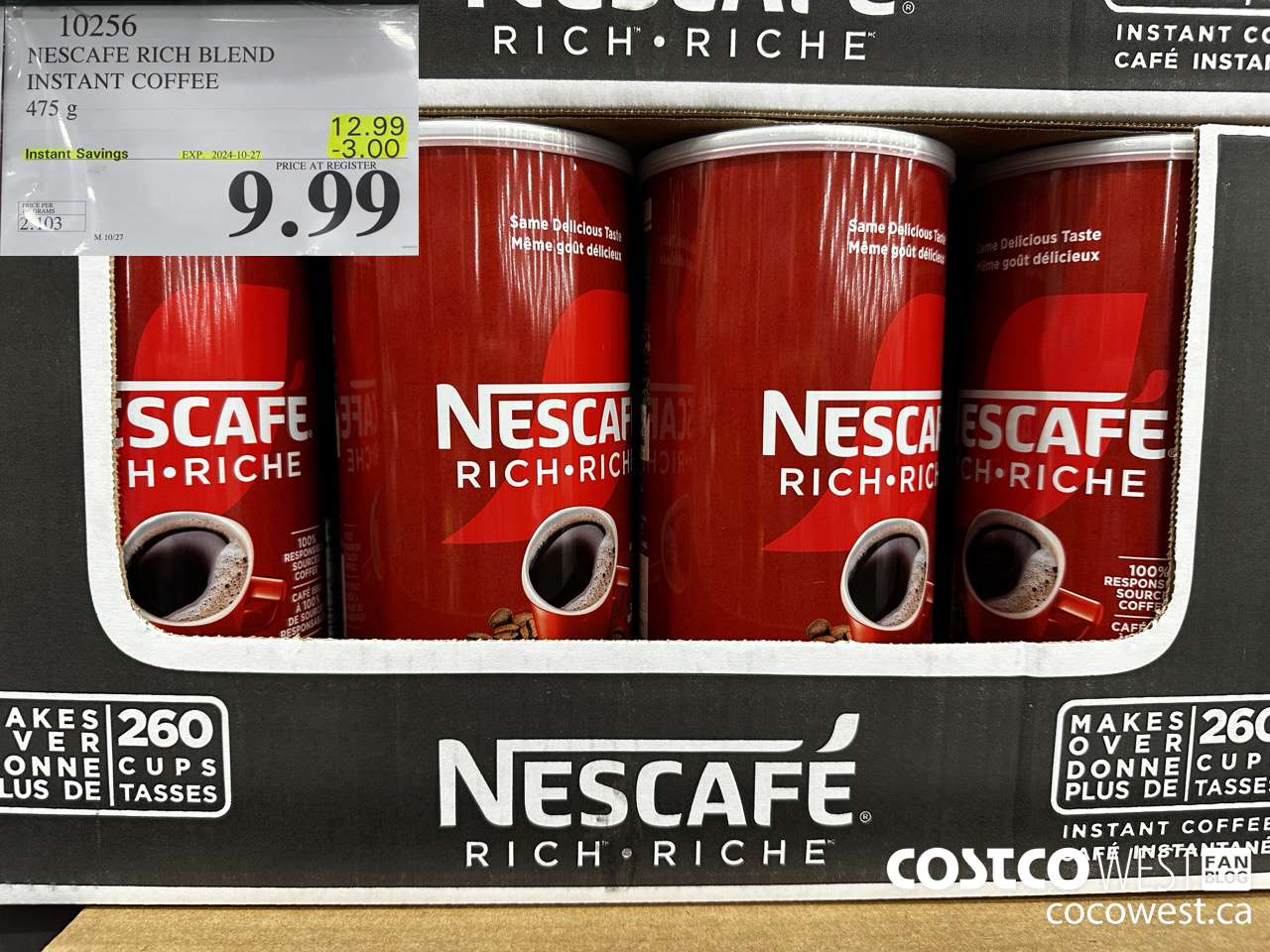 10256 NESCAFE RICH BLEND INSTANT COFFEE 475G ($3.00 INSTANT SAVINGS EXPIRES ON 2024-10-27) $9.99