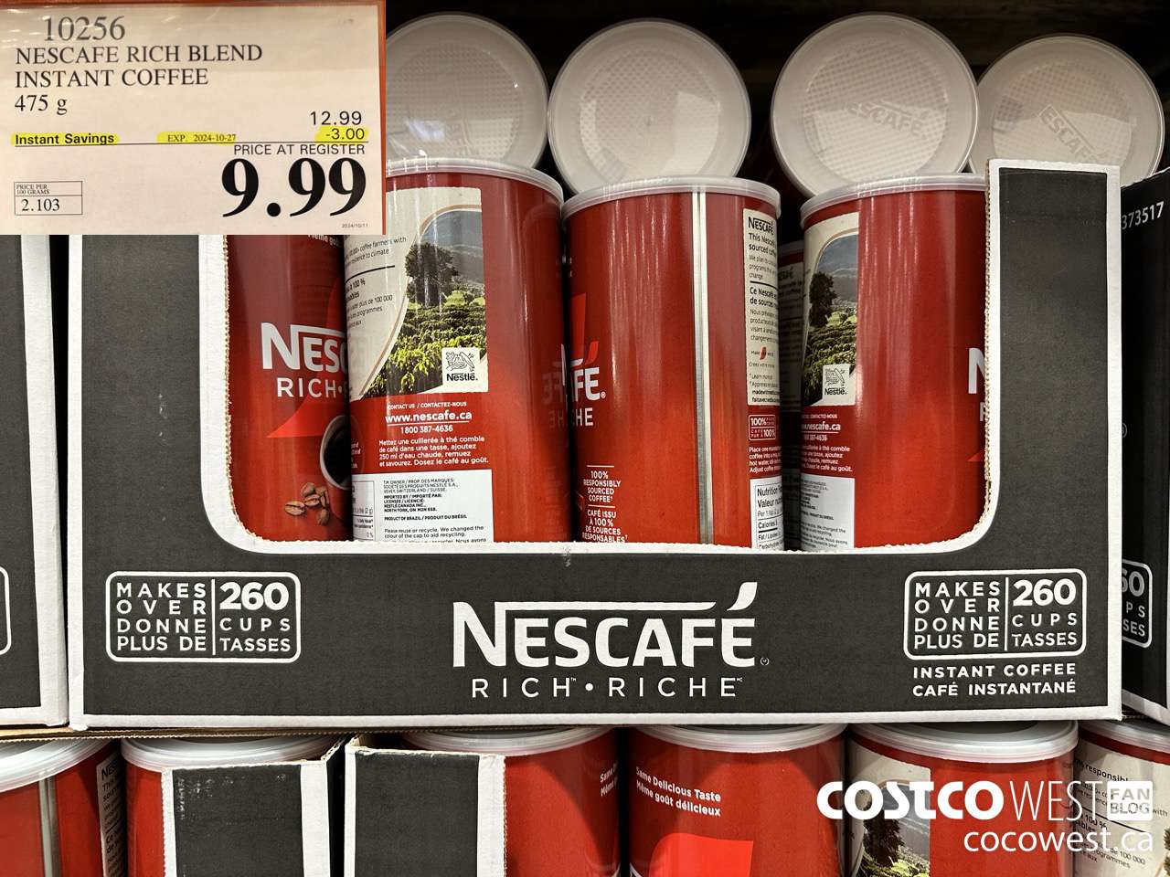 10256 NESCAFE RICH BLEND INSTANT COFFEE 475G ($3.00 INSTANT SAVINGS EXPIRES ON 2024-10-27) $9.99