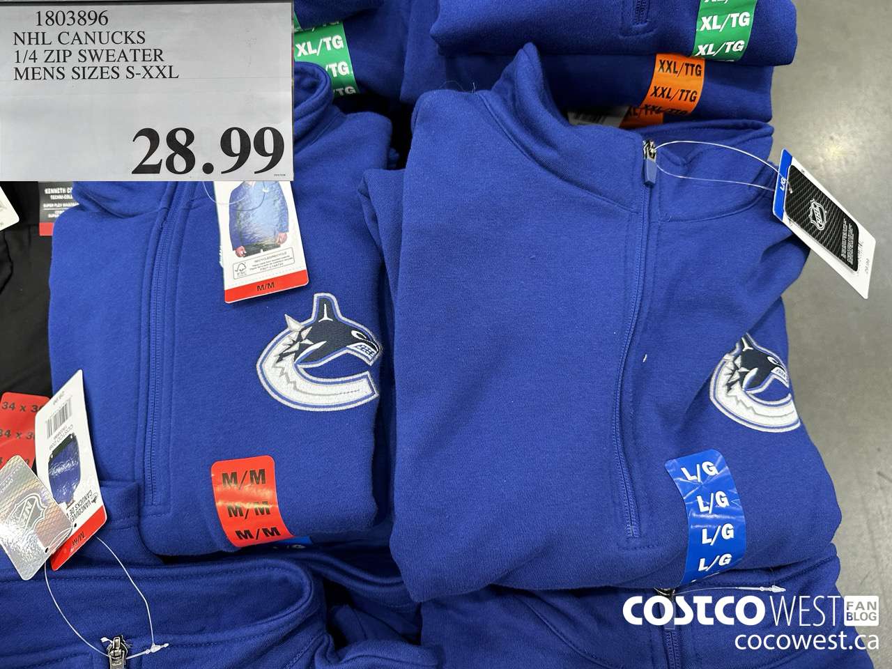 1803896 NHL CANUCKS 1/4 ZIP SWEATER MENS SIZES S-XXL $28.99