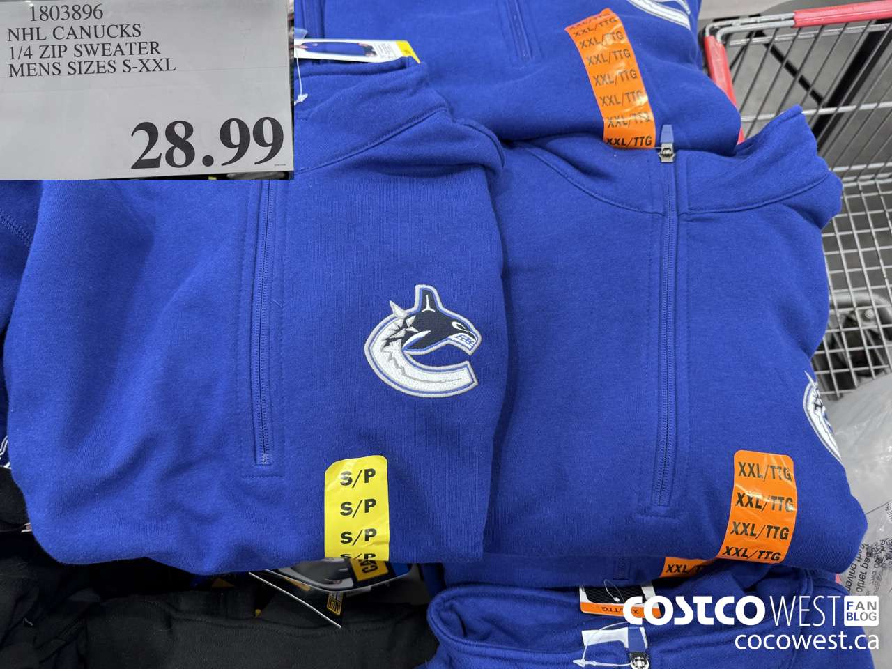 1803896 NHL CANUCKS 1/4 ZIP SWEATER MENS SIZES S-XXL $28.99