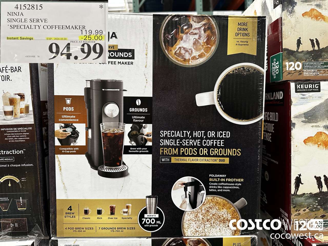 4152815 NINJA SINGLE SERVE SPECIALTY COFFEEMAKER ($25.00 INSTANT SAVINGS EXPIRES ON 2024-10-20) $94.99