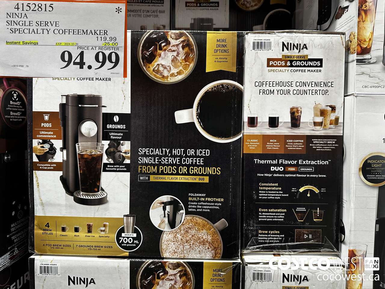 4152815 NINJA SINGLE SERVE SPECIALTY COFFEEMAKER ($25.00 INSTANT SAVINGS EXPIRES ON 2024-10-20) $94.99