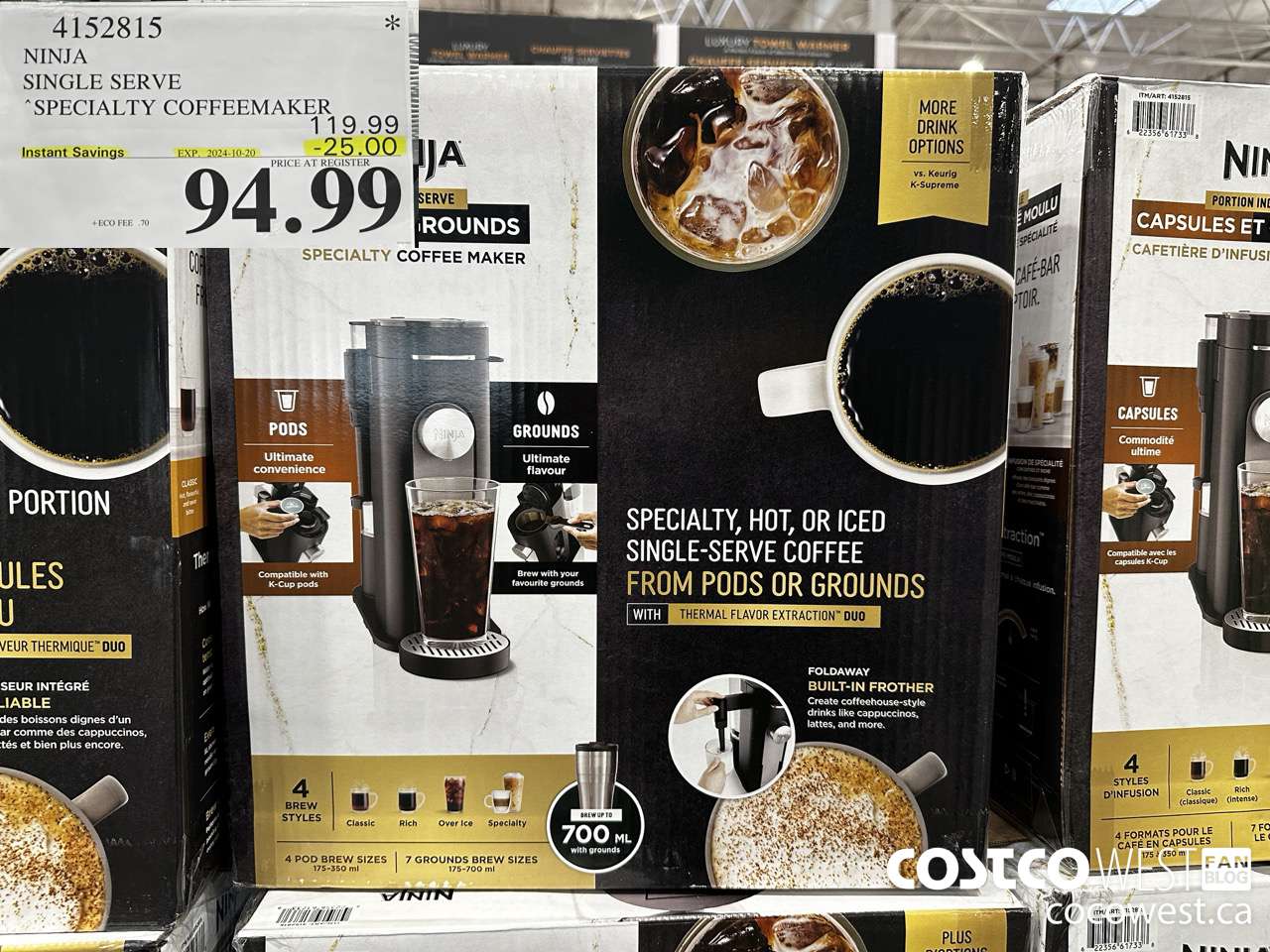 4152815 NINJA SINGLE SERVE SPECIALTY COFFEEMAKER ($25.00 INSTANT SAVINGS EXPIRES ON 2024-10-20) $94.99