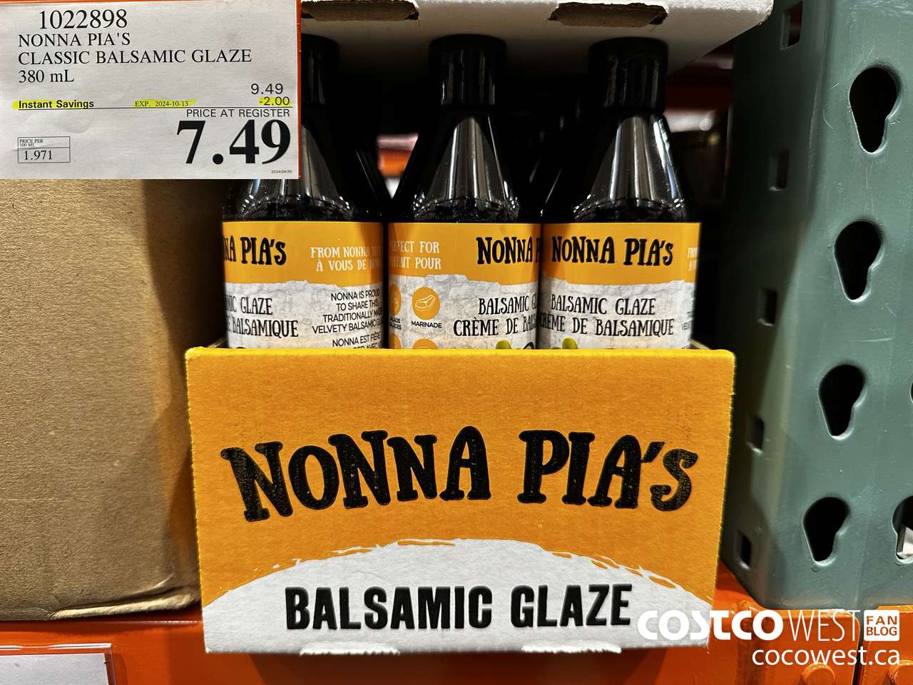 1022898 NONNA PIA'S GOURMET BALSAMIC REDUCTION 380 ML ($2.00 INSTANT SAVINGS EXPIRES ON 2024-10-13) $7.49