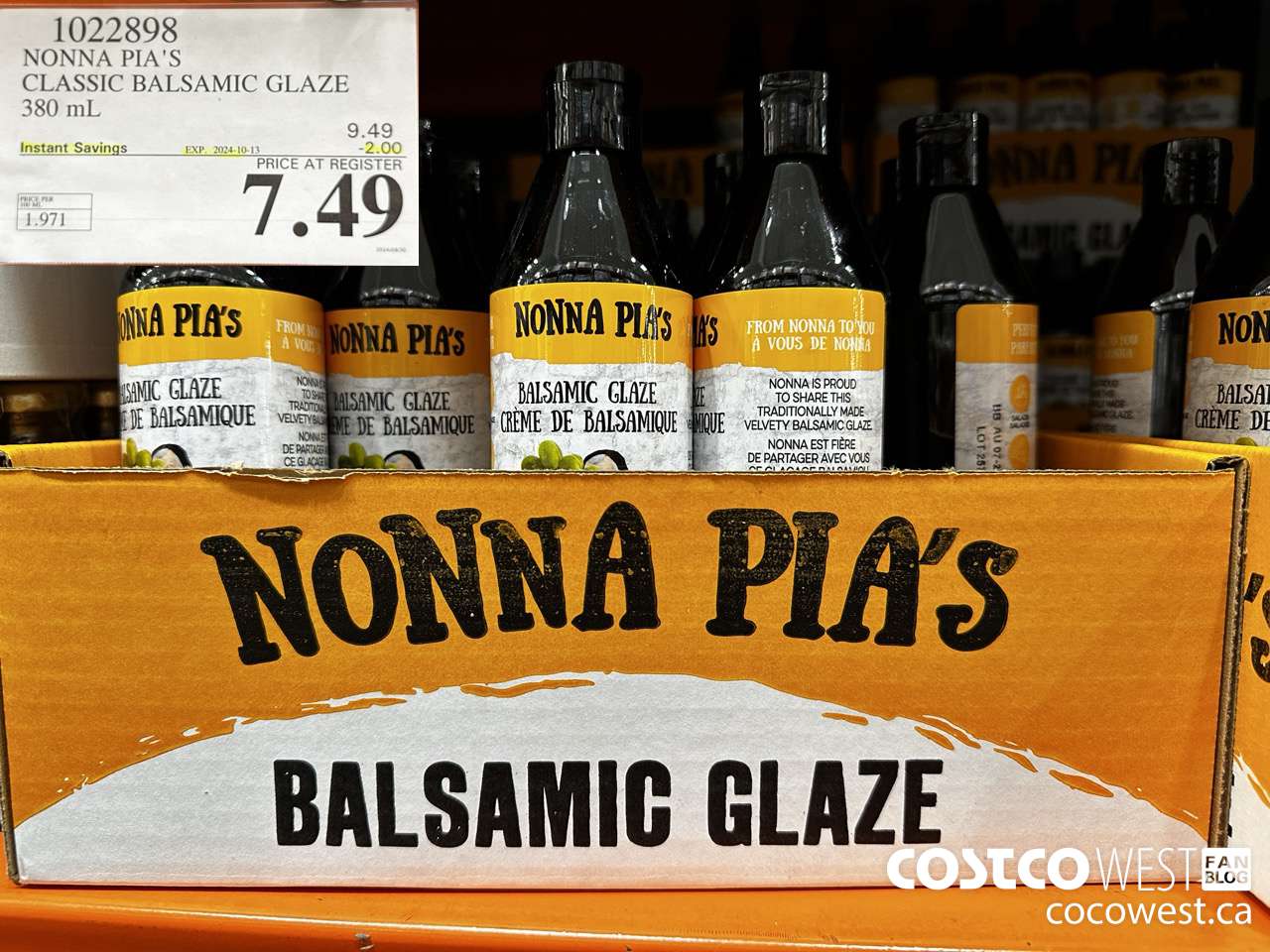 1022898 NONNA PIA'S GOURMET BALSAMIC REDUCTION 380 ML ($2.00 INSTANT SAVINGS EXPIRES ON 2024-10-13) $7.49