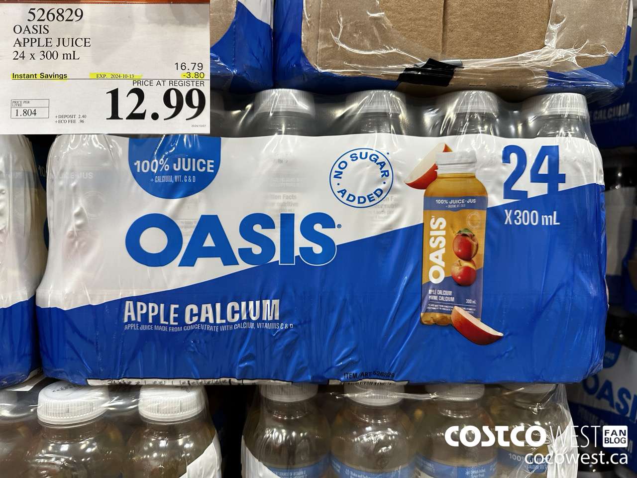 526829 OASIS APPLE JUICE 24 x 300 mL ($3.80 INSTANT SAVINGS EXPIRES ON 2024-10-13) $12.99