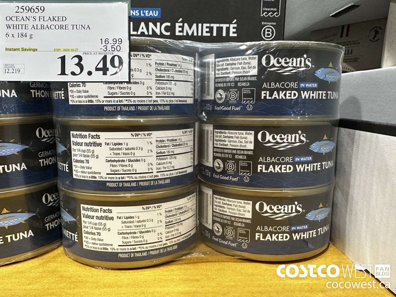 259659 OCEAN'S FLAKED WHITE ALBACORE TUNA 6 x 184g ($3.50 INSTANT SAVINGS EXPIRES ON 2024-10-27) $13.49
