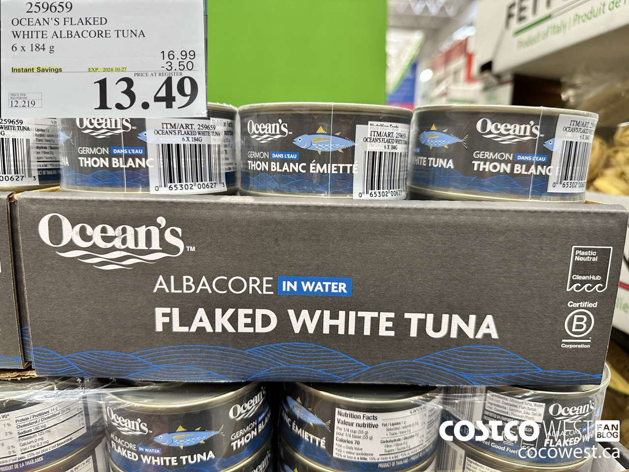 259659 OCEAN'S FLAKED WHITE ALBACORE TUNA 6 x 184g ($3.50 INSTANT SAVINGS EXPIRES ON 2024-10-27) $13.49