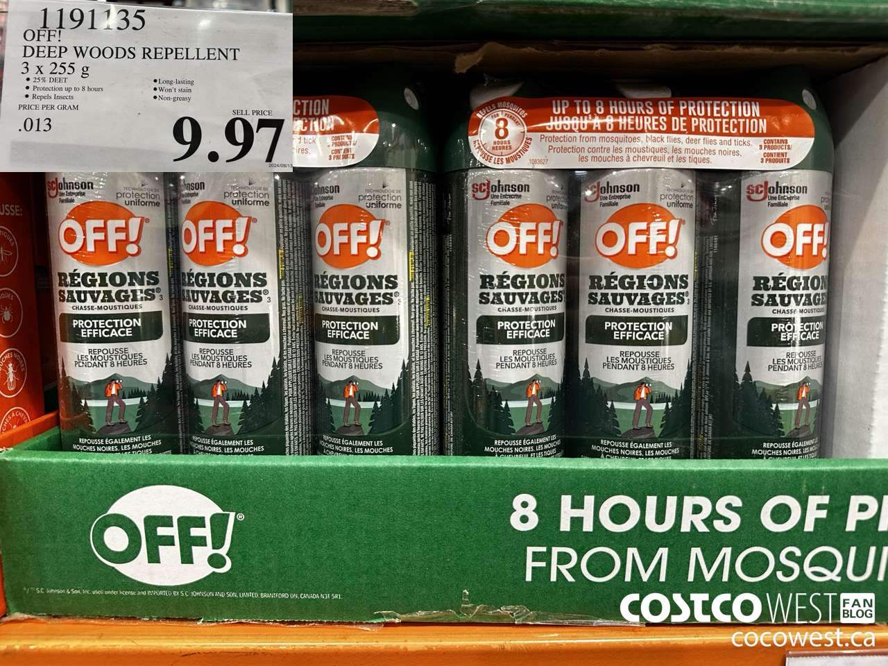 1191135 OFF! DEEP WOODS INSECT REPELLENT 3 x 255 g $9.97