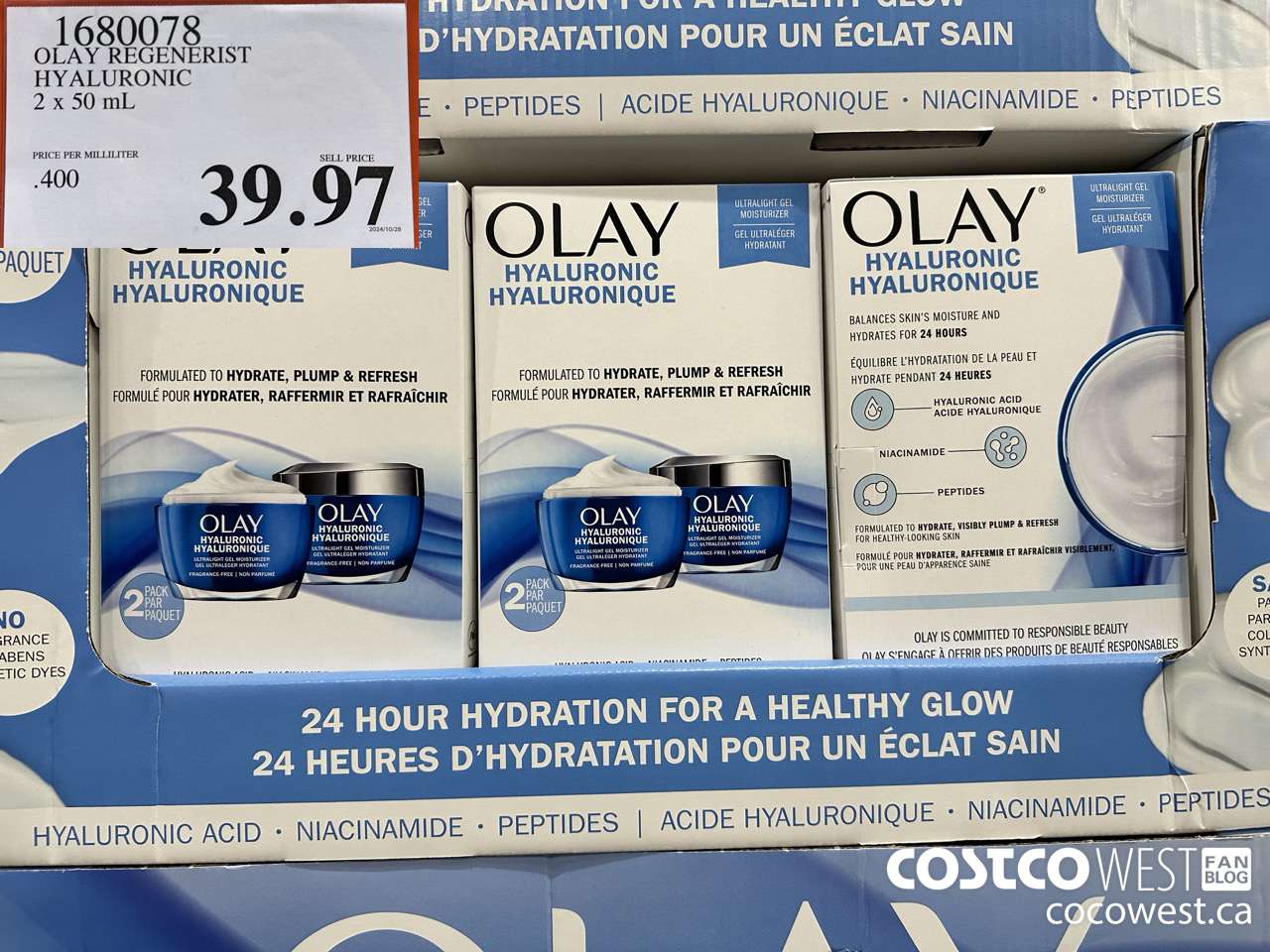1680078 OLAY REGENERIST HYALURONIC 2 X 50ML $39.97