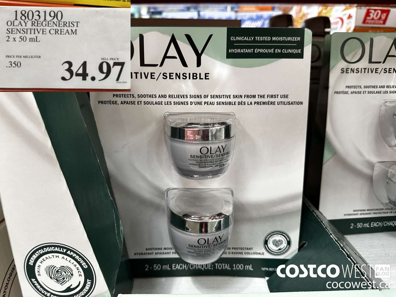 1803190 OLAY SENSITIVE CREAM 2 X 50 ML $34.97