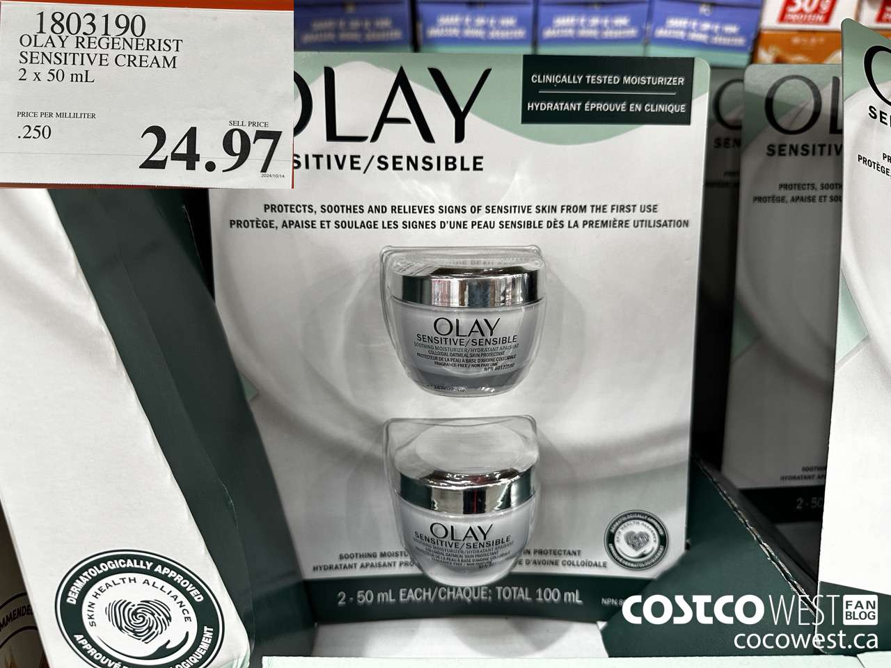 1803190 OLAY SENSITIVE CREAM 2 X 50 ML $24.97