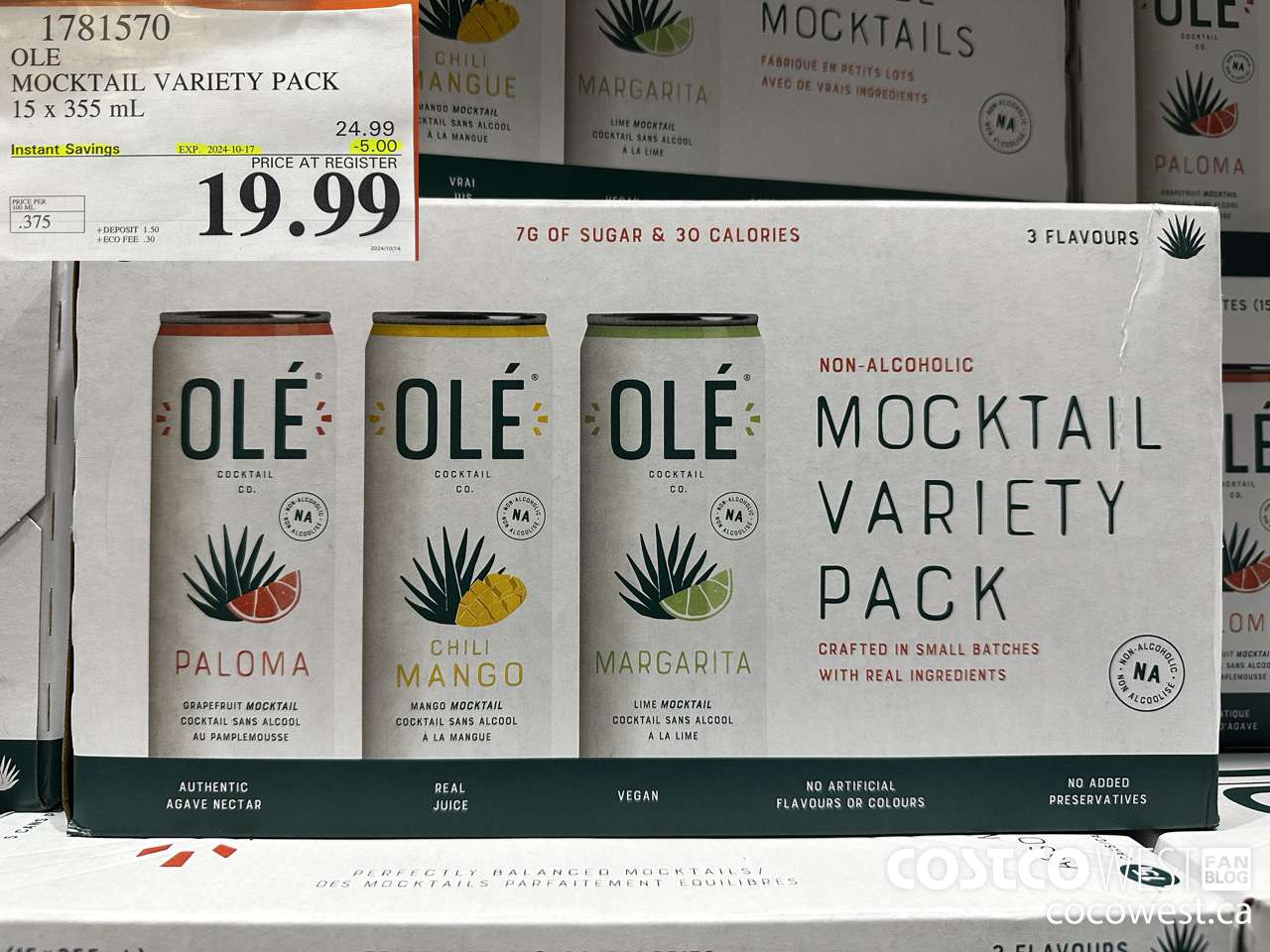 1781570 OLE MOCKTAIL VARIETY PACK 15 X 355 ML ($5.00 INSTANT SAVINGS EXPIRES ON 2024-10-17) $19.99