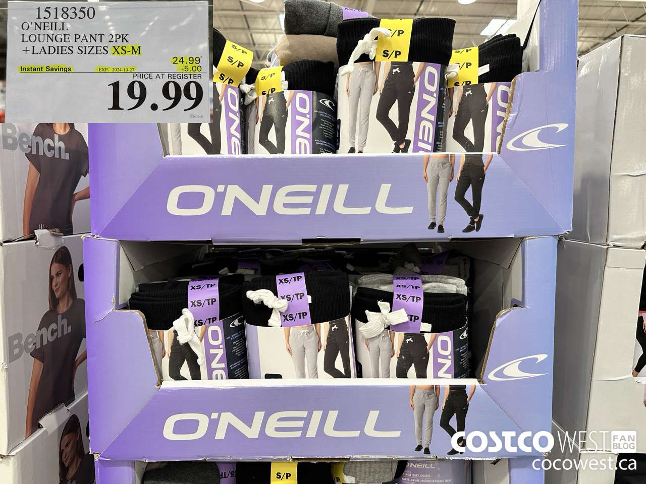 1518350 O'NEILL LOUNGE PANT 2PK LADIES SIZES XS-M ($5.00 INSTANT SAVINGS EXPIRES ON 2024-10-27) $19.99