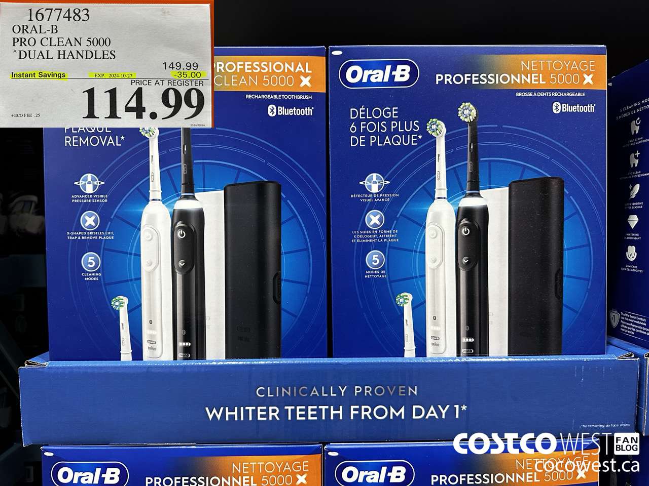 1677483 ORAL-B PRO CLEAM 5000 DUAL HANDLES ($35.00 INSTANT SAVINGS EXPIRES ON 2024-10-27) $114.99