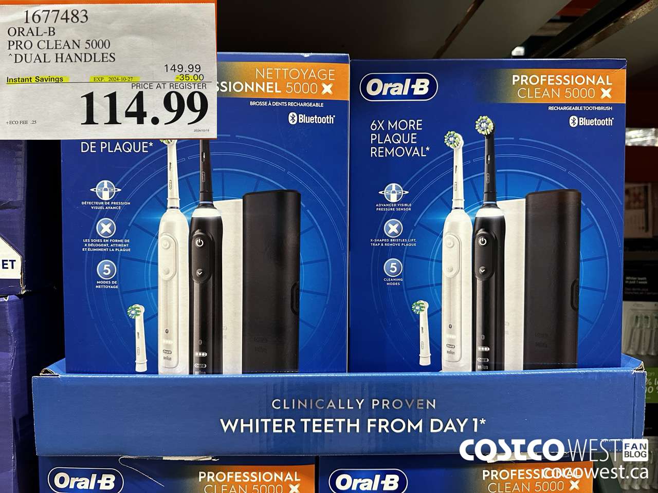 1677483 ORAL-B PRO CLEAM 5000 DUAL HANDLES ($35.00 INSTANT SAVINGS EXPIRES ON 2024-10-27) $114.99