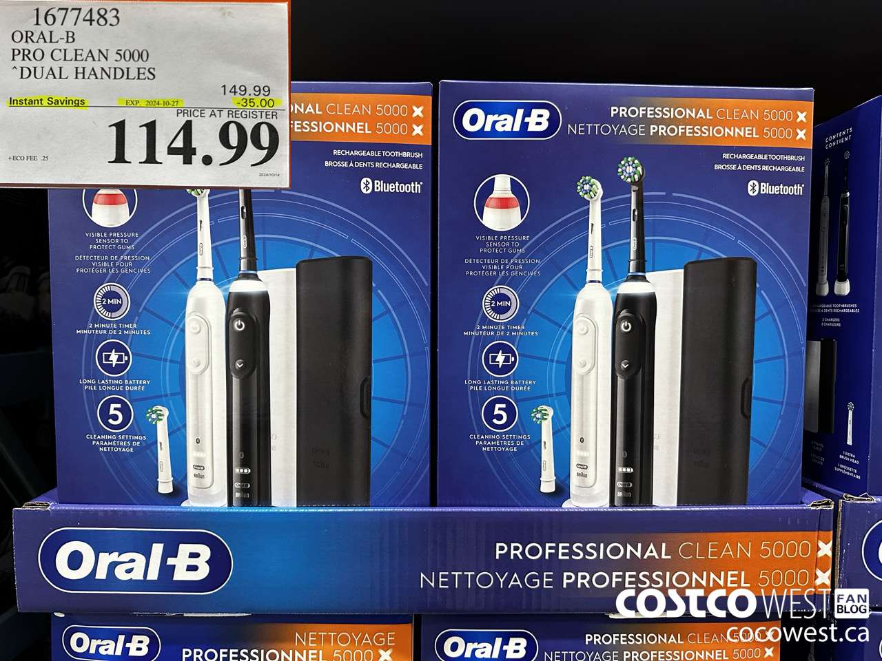 1677483 ORAL-B PRO CLEAM 5000 DUAL HANDLES ($35.00 INSTANT SAVINGS EXPIRES ON 2024-10-27) $114.99