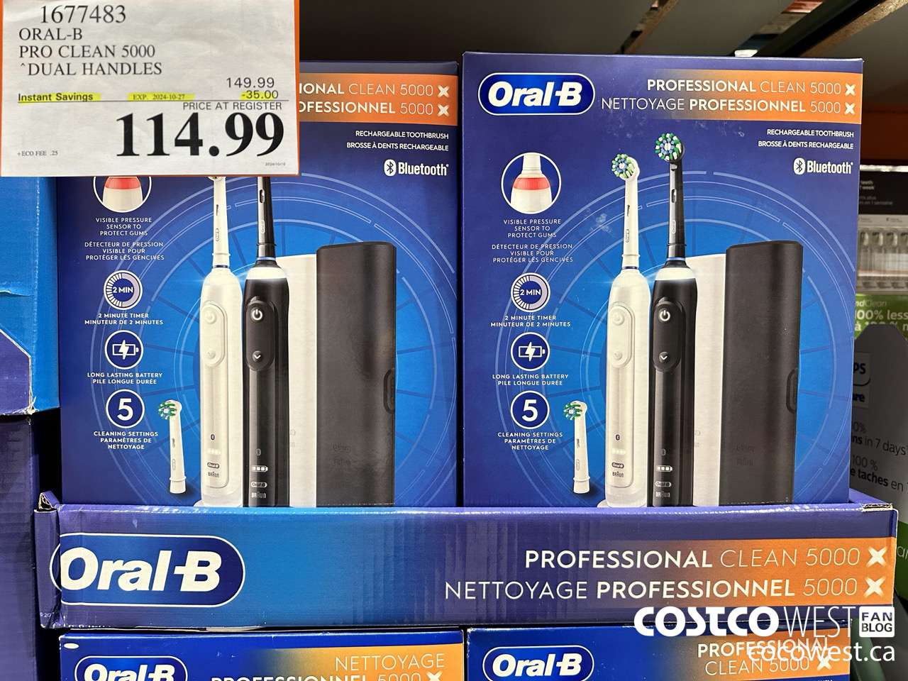 1677483 ORAL-B PRO CLEAM 5000 DUAL HANDLES ($35.00 INSTANT SAVINGS EXPIRES ON 2024-10-27) $114.99